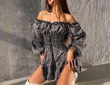 Сукня з об'ємними рукавами та пишною спідницею Сукня з об'ємними рукавами та пишною спідницею | PUSHKA SHOP