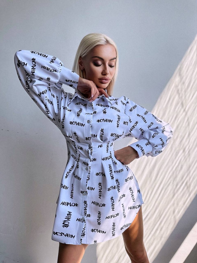 Приталена сорочка з принтом | PUSHKA SHOP