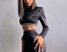 Оксамитовий комплект, декорований бахромою зі страз | PUSHKA SHOP