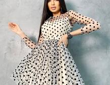 Платье мини в горох с пышной юбкой Платье мини в горох с пышной юбкой | PUSHKA SHOP