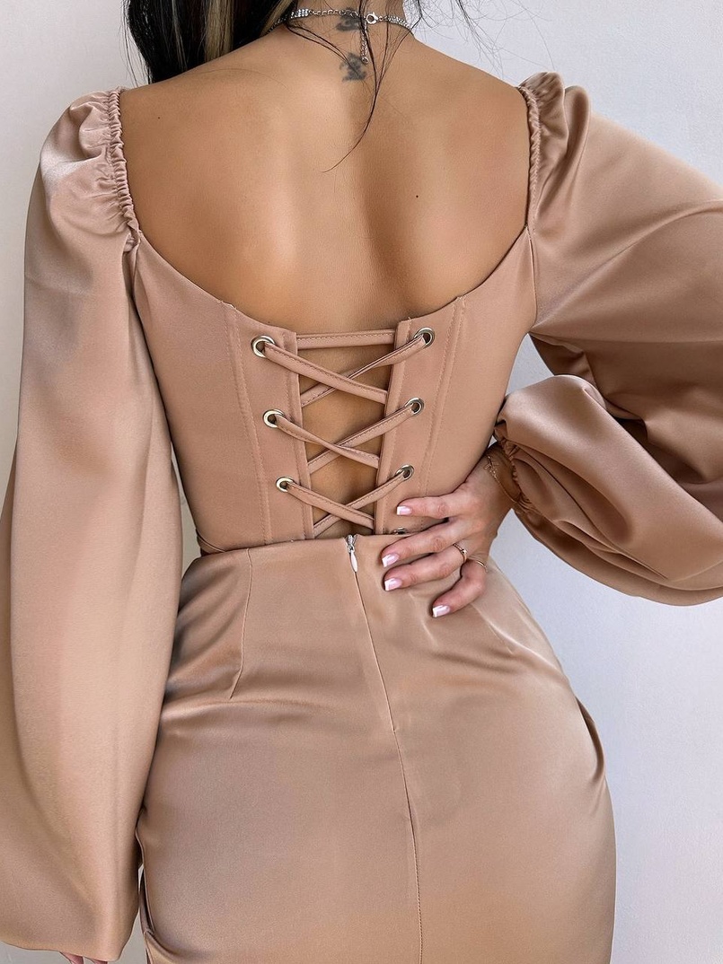 Атласний  комплект: корсет + спідниця з драпіруванням | PUSHKA SHOP