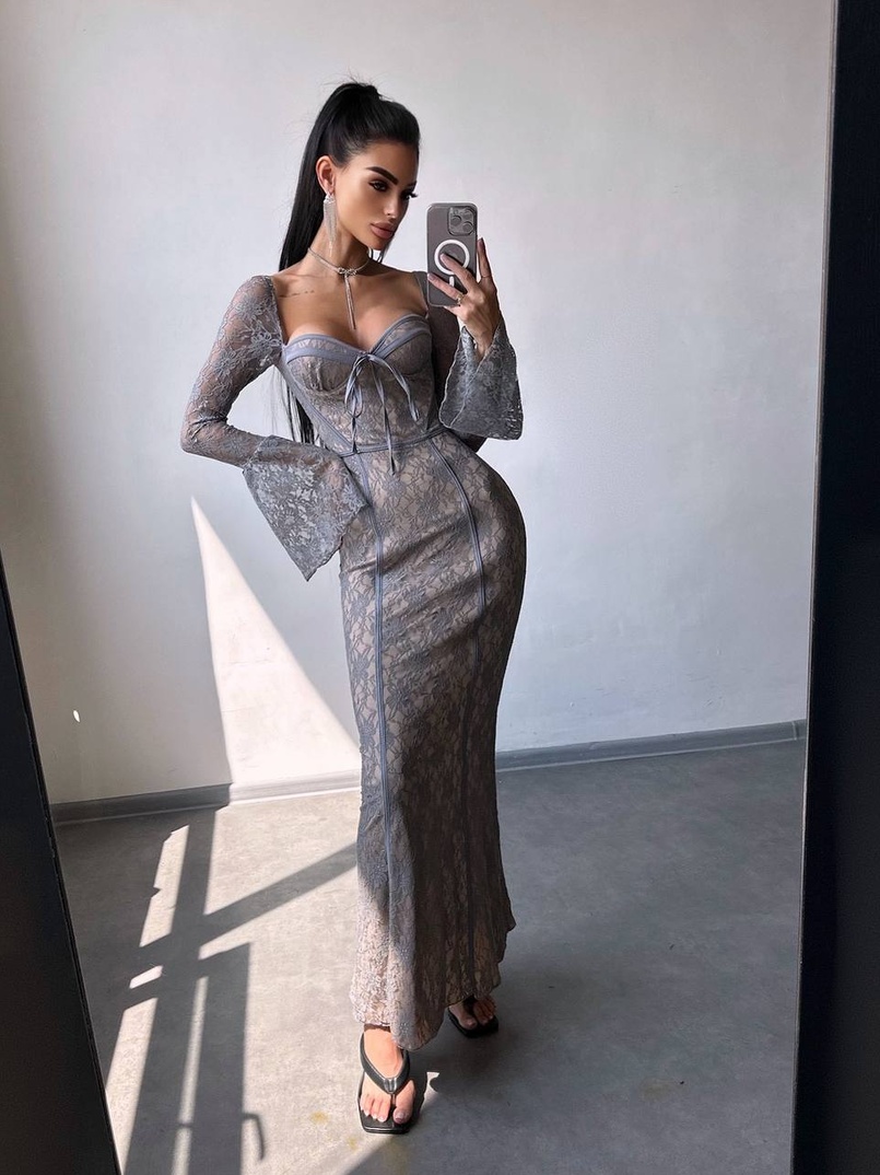 Мереживна сукня максі з чашечками    | PUSHKA SHOP