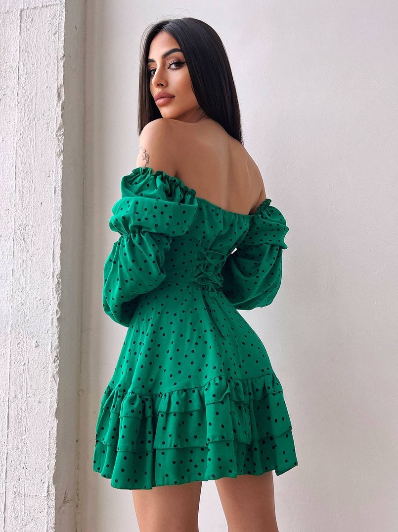 Сукня в горошок на ґудзиках з воланами Сукня в горошок на ґудзиках з воланами | PUSHKA SHOP
