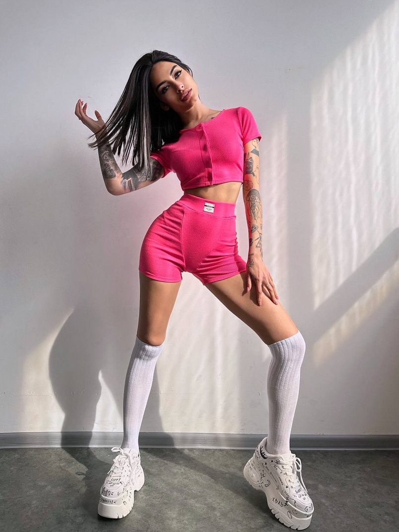 Комплект: топ на ґудзиках + велосипедки | PUSHKA SHOP