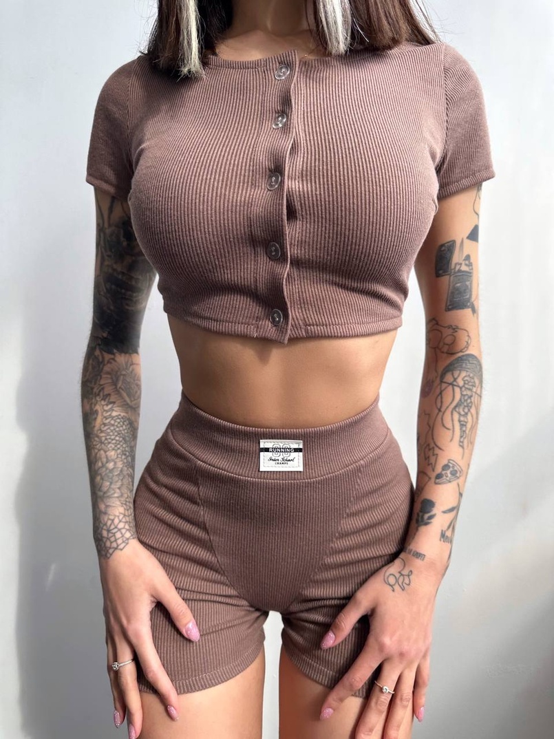 Комплект: топ на ґудзиках + велосипедки | PUSHKA SHOP