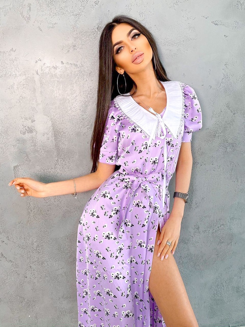 Шелковое платье со съёмным воротничком  | PUSHKA SHOP