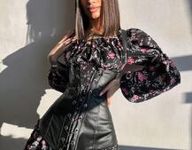 Комплект: сукня з квітковим принтом + корсет з еко-шкіри Комплект: сукня з квітковим принтом + корсет з еко-шкіри | PUSHKA SHOP