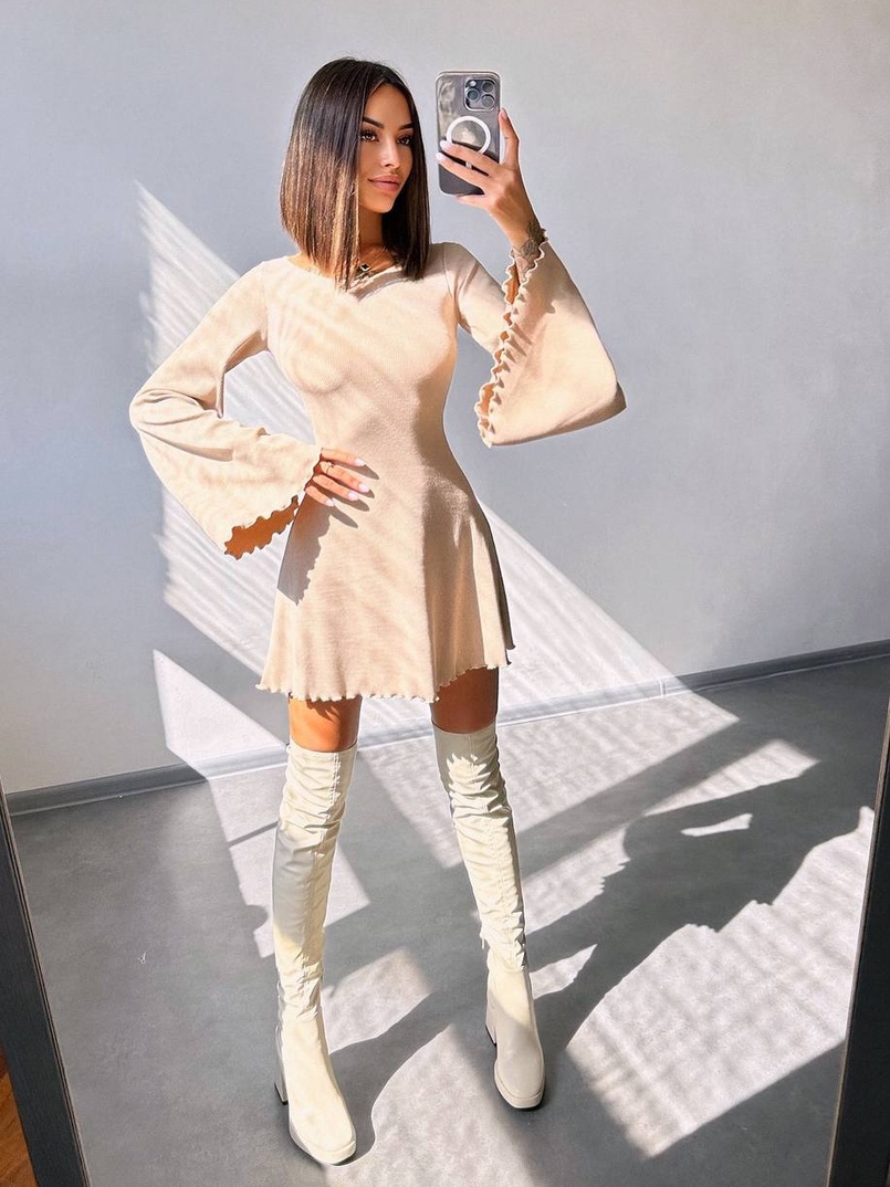 Трикотажна сукня зі шнурівкою на спинці    | PUSHKA SHOP