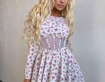 Корсетна сукня з пишною спідницею в квітковий Принт  Корсетна сукня з пишною спідницею в квітковий Принт  | PUSHKA SHOP