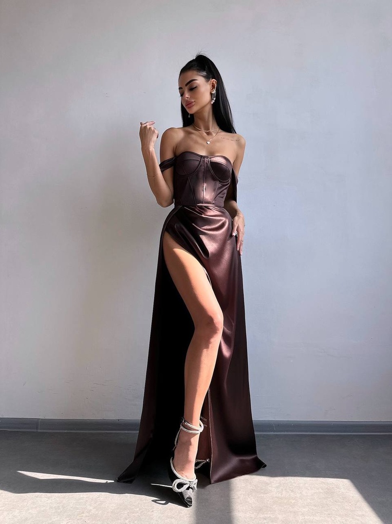 Атласний комплект: корсет бюстʼє + спідниця максі  | PUSHKA SHOP