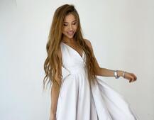 Платье макси с разрезом на юбке и запахом на груди Платье макси с разрезом на юбке и запахом на груди | PUSHKA SHOP