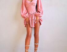 Комплект: сукня з подвійною спідницею + корсет, декорований стразами    | PUSHKA SHOP