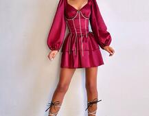 Комплект: сукня з подвійною спідницею + корсет, декорований стразами    | PUSHKA SHOP