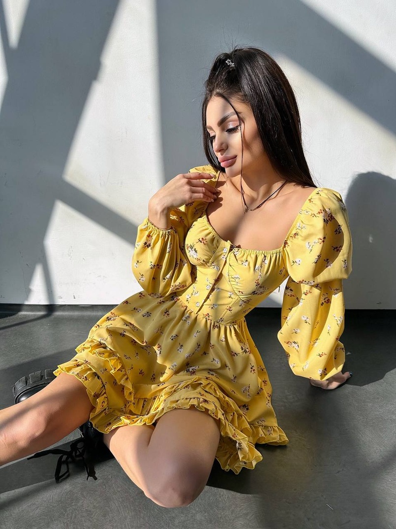 Лялькова сукня з пишною спідницею та корсетним верхом з ніжним квітковим принтом  | PUSHKA SHOP