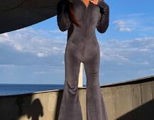 Велюровий комбінезон кльош | PUSHKA SHOP