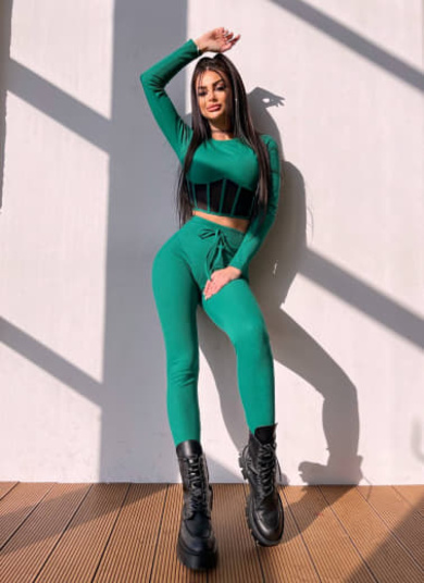 Трикотажний комплект: корсетний топ + легінси | PUSHKA SHOP