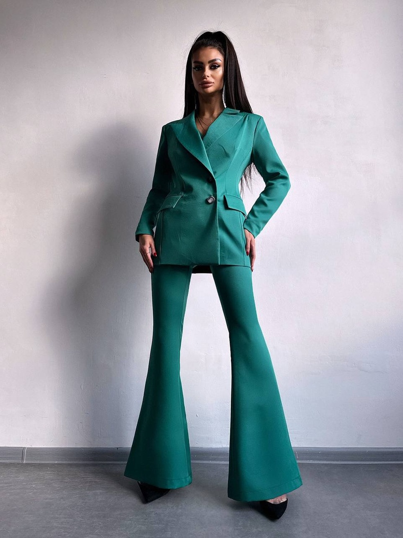 Костюм: піджак на підкладці, штани кльош+ жилет Костюм: піджак на підкладці, штани кльош+ жилет | PUSHKA SHOP