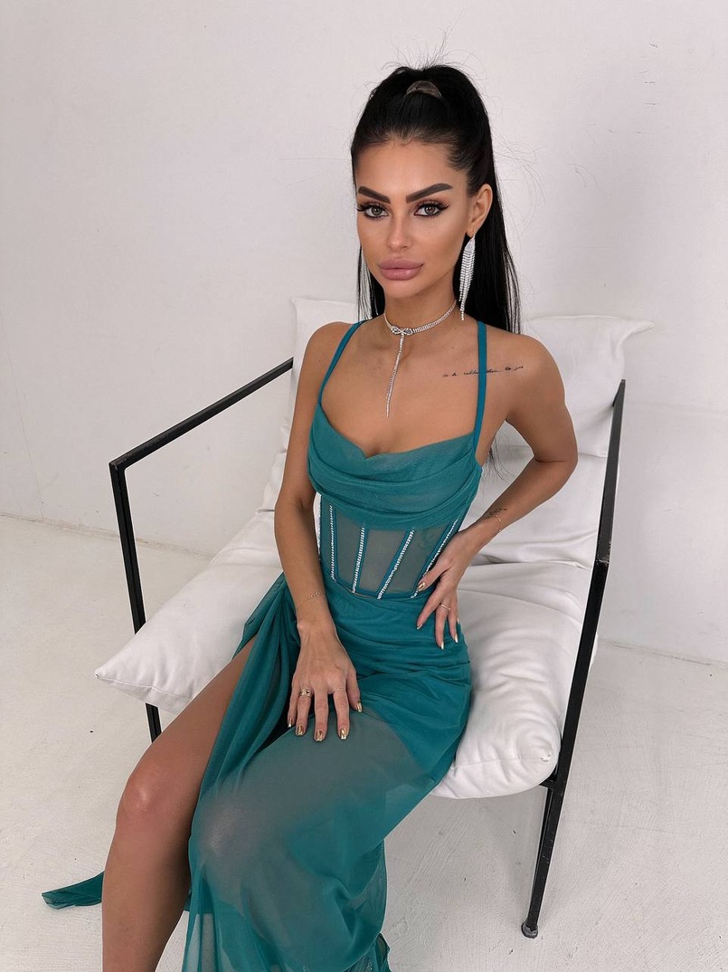 Комплект: корсет декорований стразами + спідниця максі  | PUSHKA SHOP