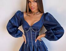 Комплект: сукня з подвійною спідницею + корсет, декорований стразами    | PUSHKA SHOP