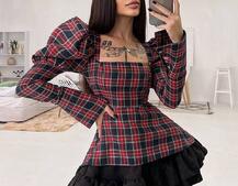 Сукня з об'ємними рукавами + спідниця з воланами | PUSHKA SHOP