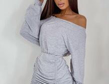 Платье-мини со сборкой на юбке Платье-мини со сборкой на юбке | PUSHKA SHOP