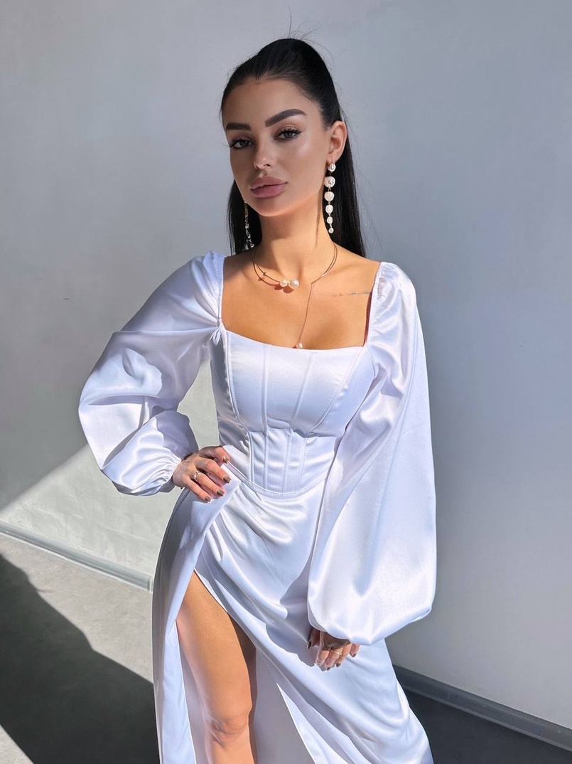 Атласний комплект: корсет + спідниця  максі з драпіруванням | PUSHKA SHOP