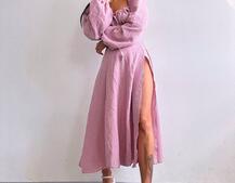 Муслінова сукня -міді з розрізом на ніжці Муслінова сукня -міді з розрізом на ніжці | PUSHKA SHOP