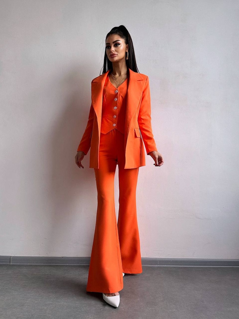 Костюм: піджак на підкладці, штани кльош+ жилет  | PUSHKA SHOP