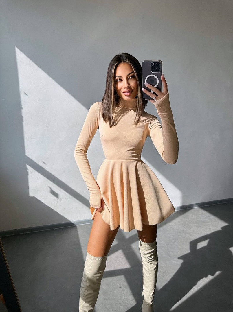 Сукня міні зі спідницею-сонцем  | PUSHKA SHOP