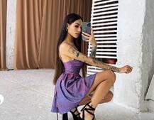 Блестящее платье с пышной юбочкой и завязками на талии  | PUSHKA SHOP