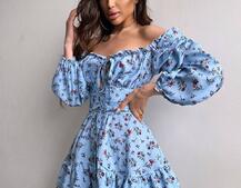 Сукня з квітковим принтом з воланами на ґудзиках  | PUSHKA SHOP