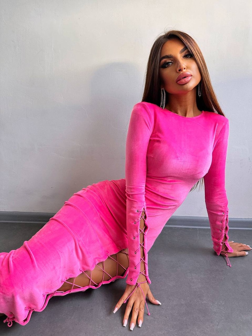 Оксамитова сукня міді зі шнурівкою | PUSHKA SHOP