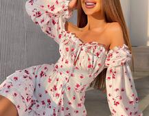 Сукня з воланами та шнурівкою  по спинці | PUSHKA SHOP