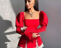 Сукня з об'ємними рукавами + спідниця з воланами Сукня з об'ємними рукавами + спідниця з воланами | PUSHKA SHOP