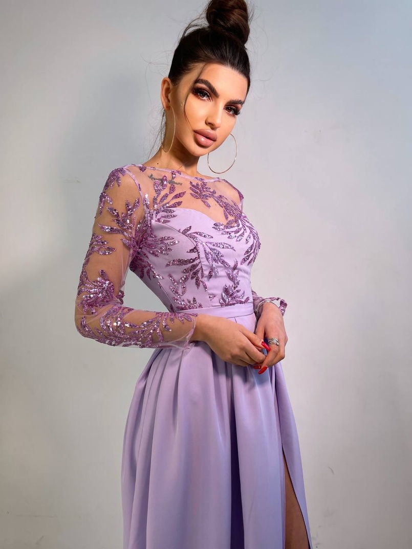 Сукня максі з паєтками та розрізом на спідниці | PUSHKA SHOP