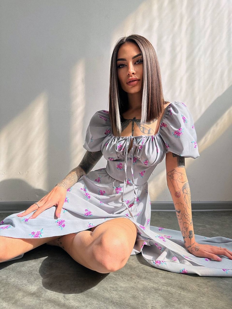 Сукня- міді  з квітковим принтом | PUSHKA SHOP