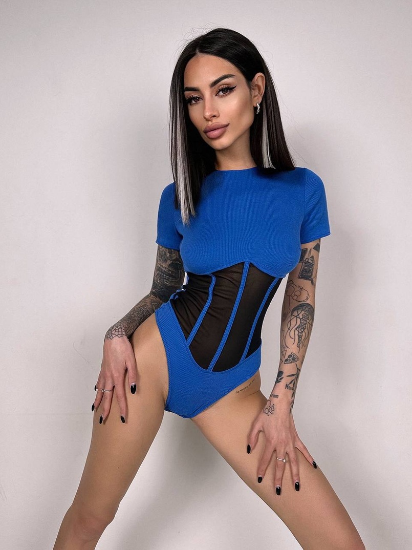 Трикотажне боді з сітчастою вставкою | PUSHKA SHOP