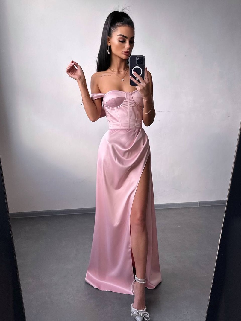 Атласний комплект: корсет бюстʼє + спідниця максі  | PUSHKA SHOP