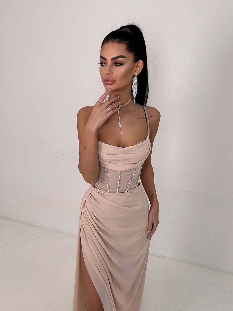 Комплект: корсет декорований стразами + спідниця максі Комплект: корсет декорований стразами + спідниця максі | PUSHKA SHOP