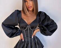 Комплект: сукня з подвійною спідницею + корсет, декорований стразами    | PUSHKA SHOP