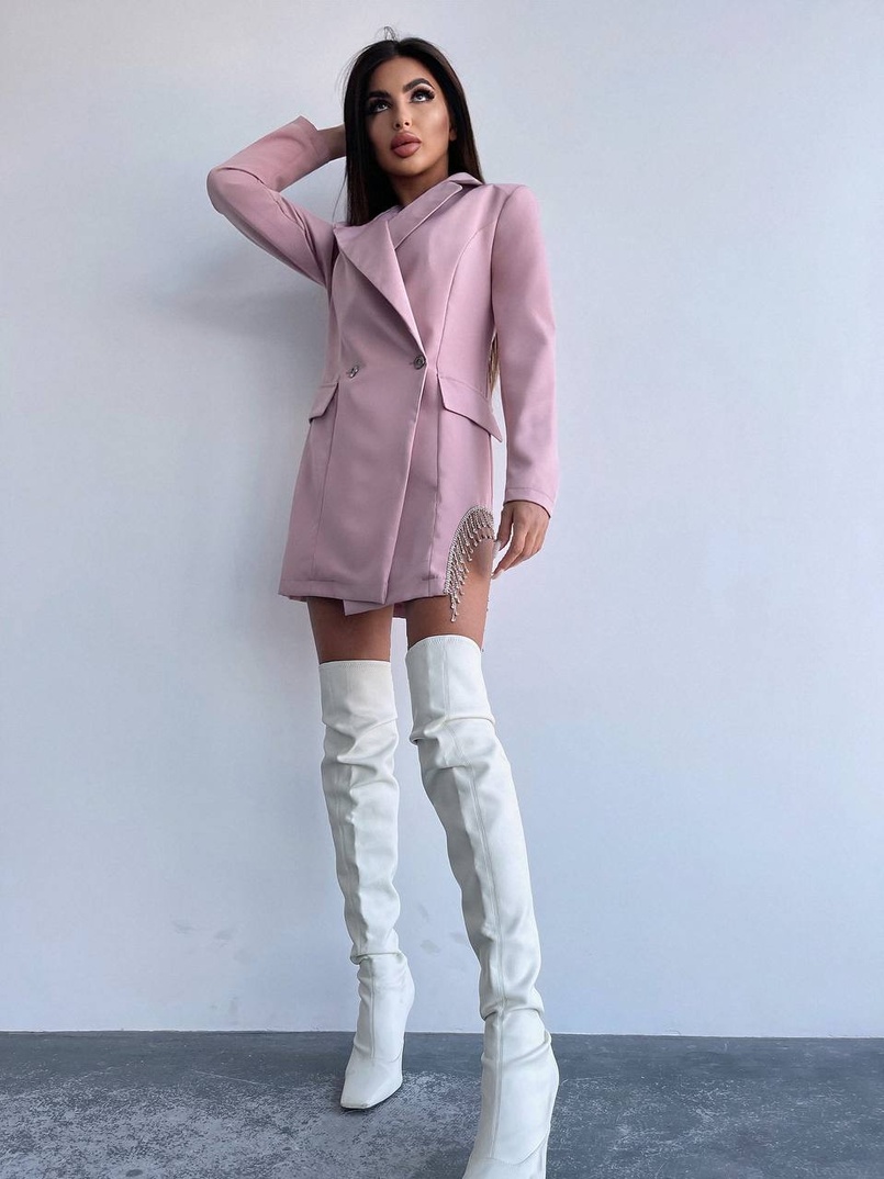 Приталена сукня-піджак, декорована бахромою зі страз | PUSHKA SHOP