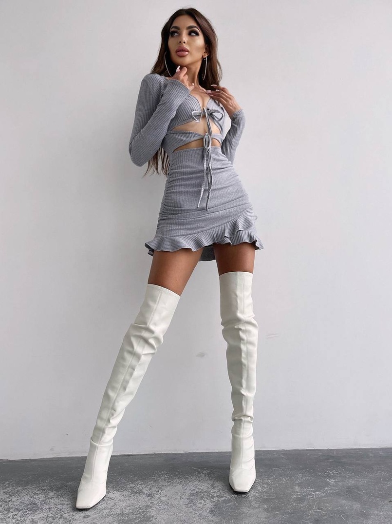 Трикотажна сукня з присбореною спідницею | PUSHKA SHOP