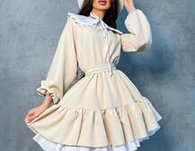 Платье со съёмным воротничком и подъюбником   | PUSHKA SHOP