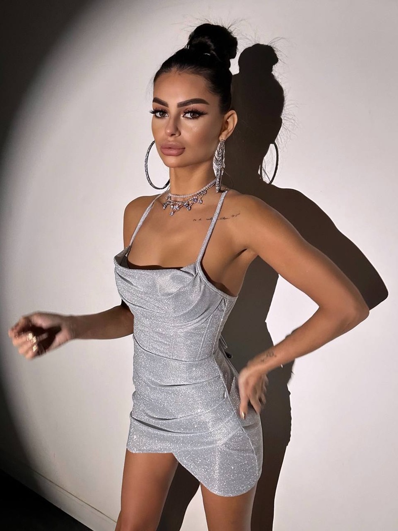 Сяючий комплект: корсет + спідниця міні з драпіруванням   | PUSHKA SHOP