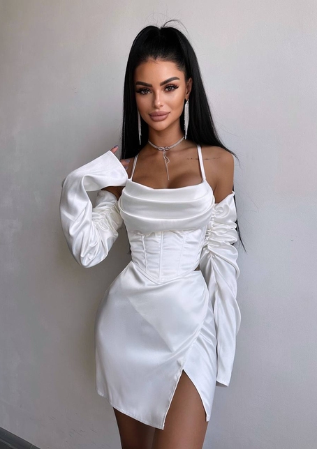 Комплект: корсет з рукавами    + спідниця міні з драпіруванням   | PUSHKA SHOP