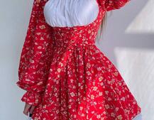 Квіткова сукня,декорована мереживом. | PUSHKA SHOP