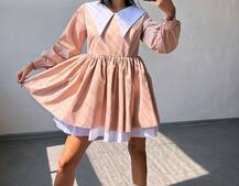 Котонова сукня з комірцем + бант  | PUSHKA SHOP