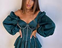 Комплект: сукня з подвійною спідницею + корсет, декорований стразами    | PUSHKA SHOP