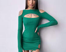 Трикотажне плаття по фігурі зі шнурівкою на ніжці | PUSHKA SHOP