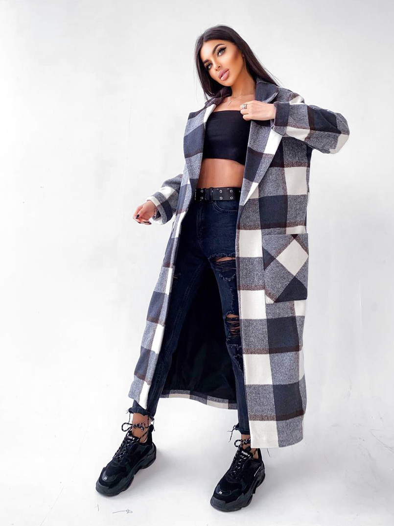 Кашемировое пальто в клетку на подкладке Кашемировое пальто в клетку на подкладке | PUSHKA SHOP